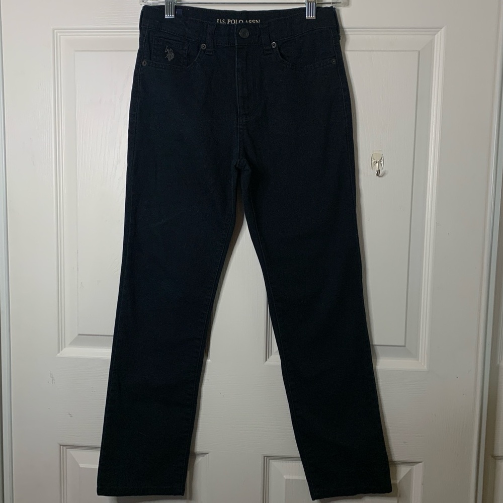 U.S. POLO ASSN. BLACK. Straight Leg Mid-rise Adjustable Jean. SIZE 12 WOMENS.